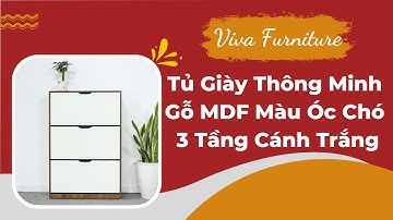 Tủ Giày Thông Minh Gỗ Công Nghiệp Màu Óc Chó 3 Tầng Cánh Trắng