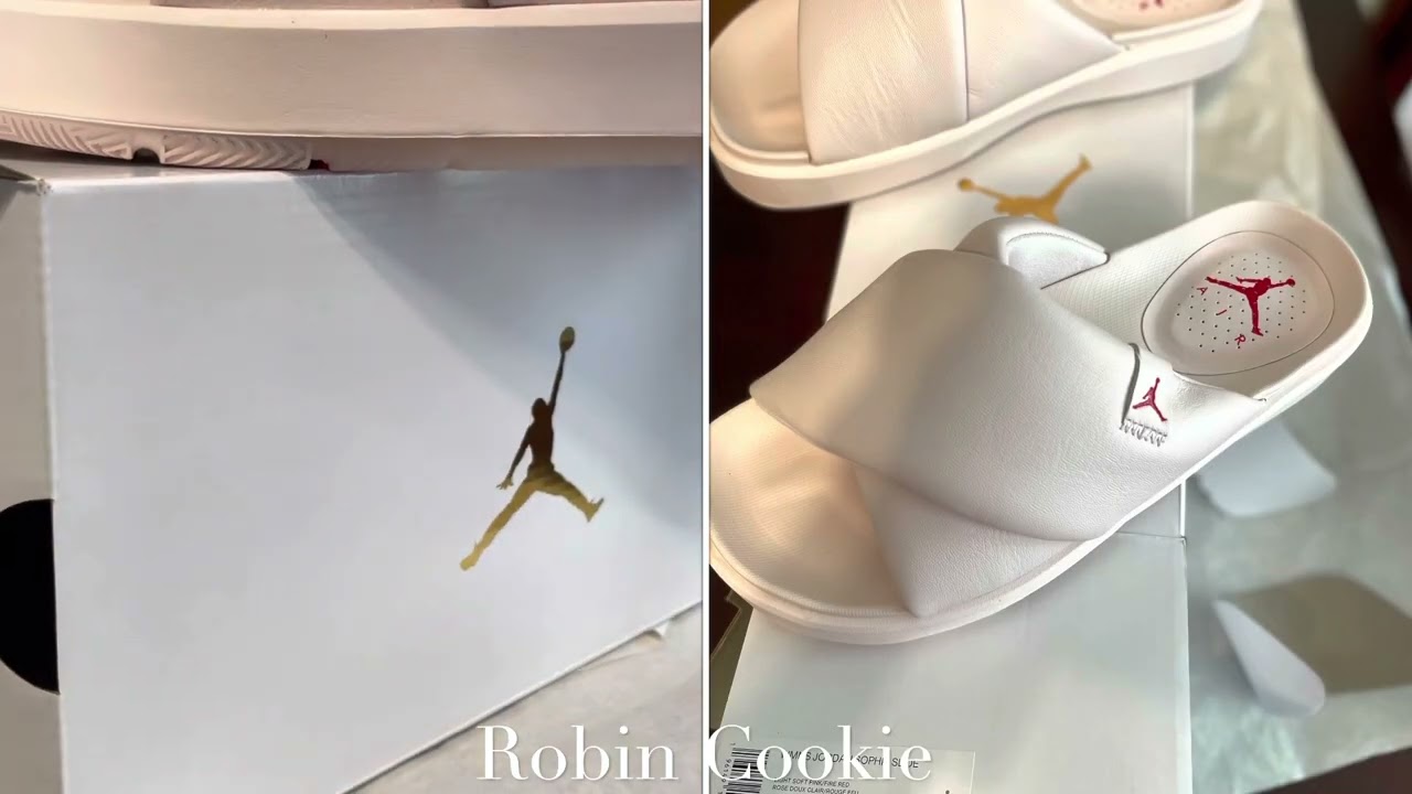 UNBOXING JORDAN SOPHIA SLIDES #asmr DO 8863 660 LIGHT SOFT PINK PHANTOM  FIRE RED 👟Robin Cookie - YouTube