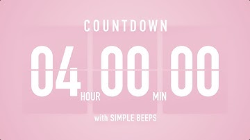 4 Hour Countdown Timer 🌸 Flip Clock with Simple Beeps 🔔