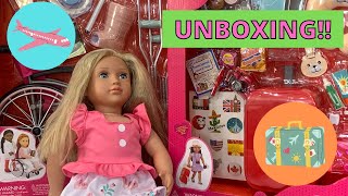 unboxing american girl doll! travel with me