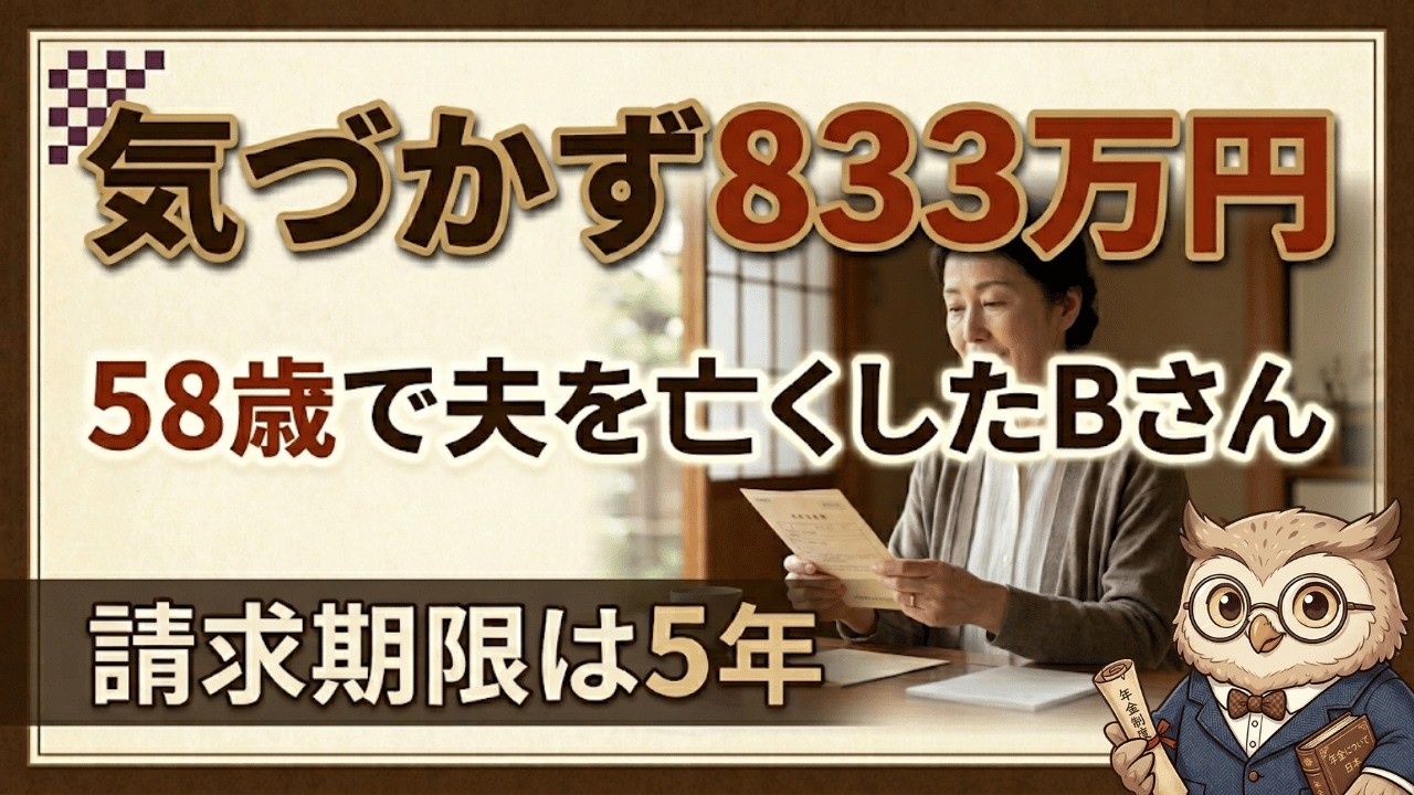 夫を亡くした58歳の妻Bさんが833万円を受け取れなかった理由 — 遺族厚生年金と中高齢寡婦加算の整理