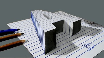 Draw a Floating Letter A on Line Paper 3D Trick Art