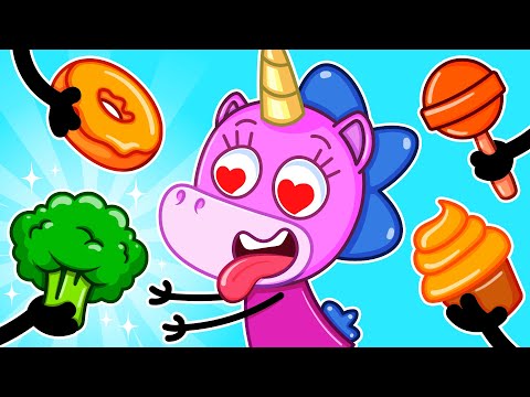 ¡No comas muchos dulces! Comida saludable vs chatarra para niños 🥦🍰 | La Pequeña Mimi🦄