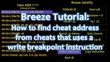 Breeze Tutorial: How to find the cheat address in RAM using a write breakpoint