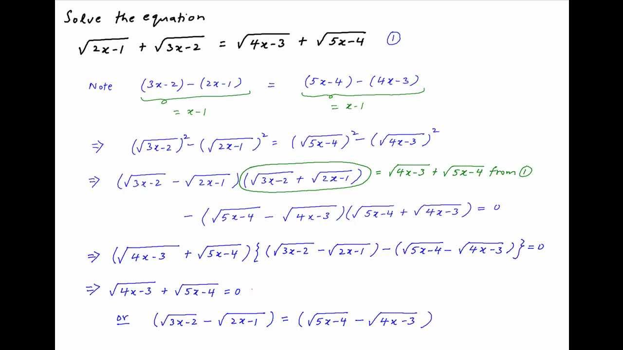 Solve The Equation Sqrt 2x 1 Sqrt 3x 2 Sqrt 4x 3 Sqrt 5x 4 Youtube