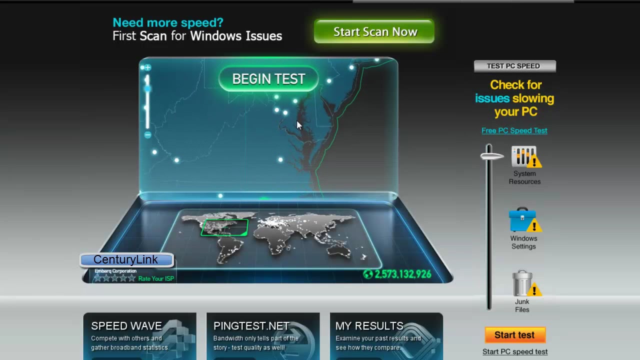 centurylink speed test