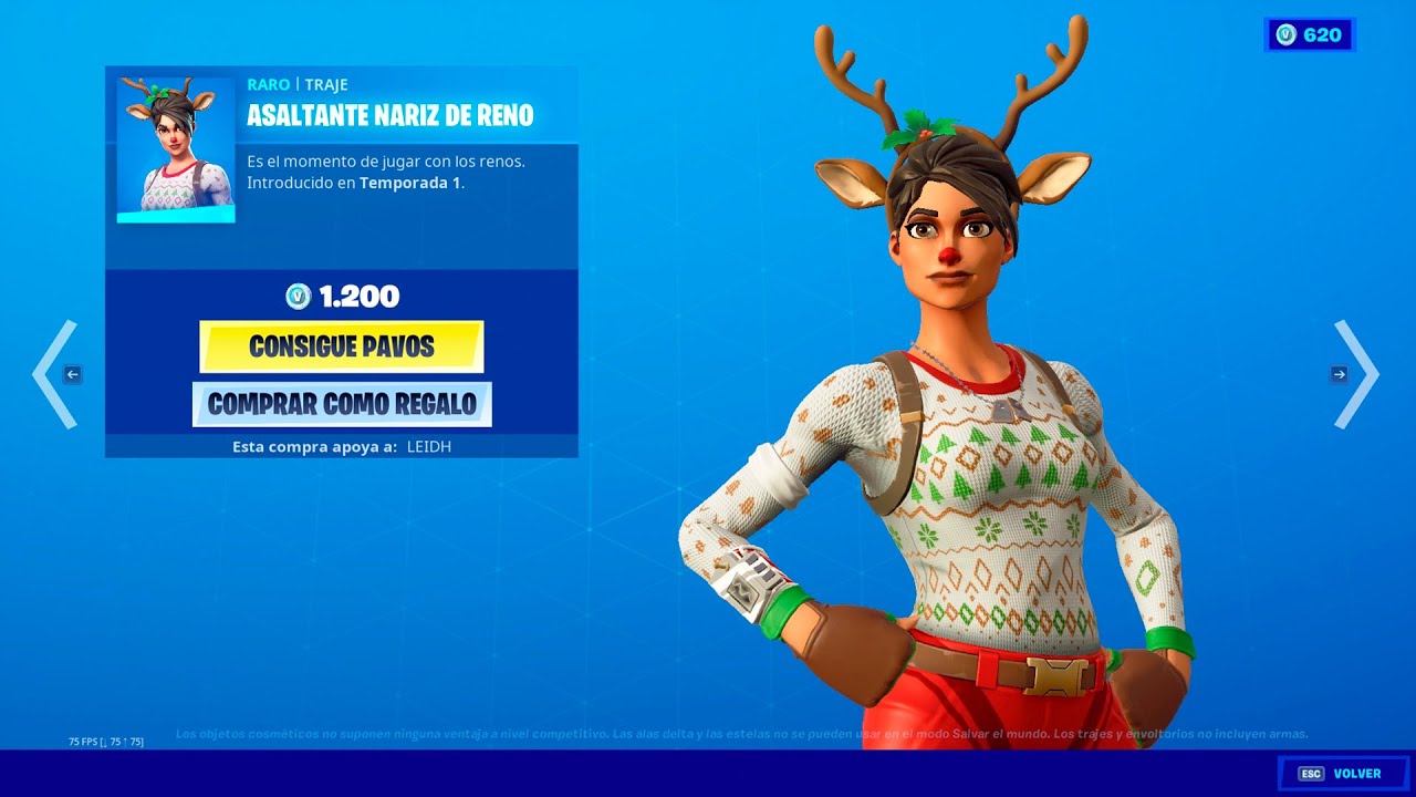 VUELVE SKIN *ASALTANTE NARIZ DE RENO* NUEVA TIENDA FORTNITE HOY 17 DE ...