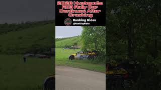 RALLY CAR CRASHES AND CONTINUES TO WIN AFTER