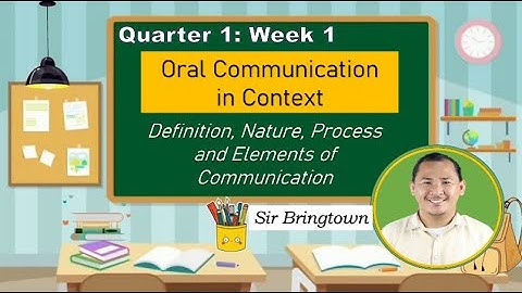 Oral Communication in Context I Quarter 1:Week1 I Definition, Nature, Process and Elements of Comm