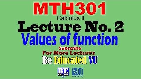MTH 301 Lecture 2 Values of functions | Be Educated VU
