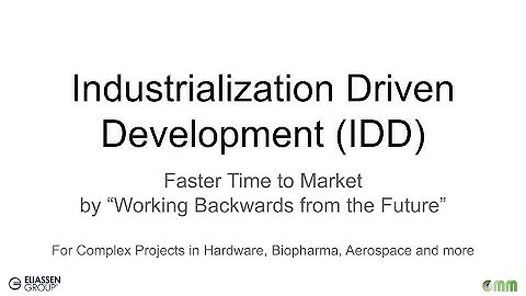 Industrialization-Driven Design (IDD) – Agile DC 2025