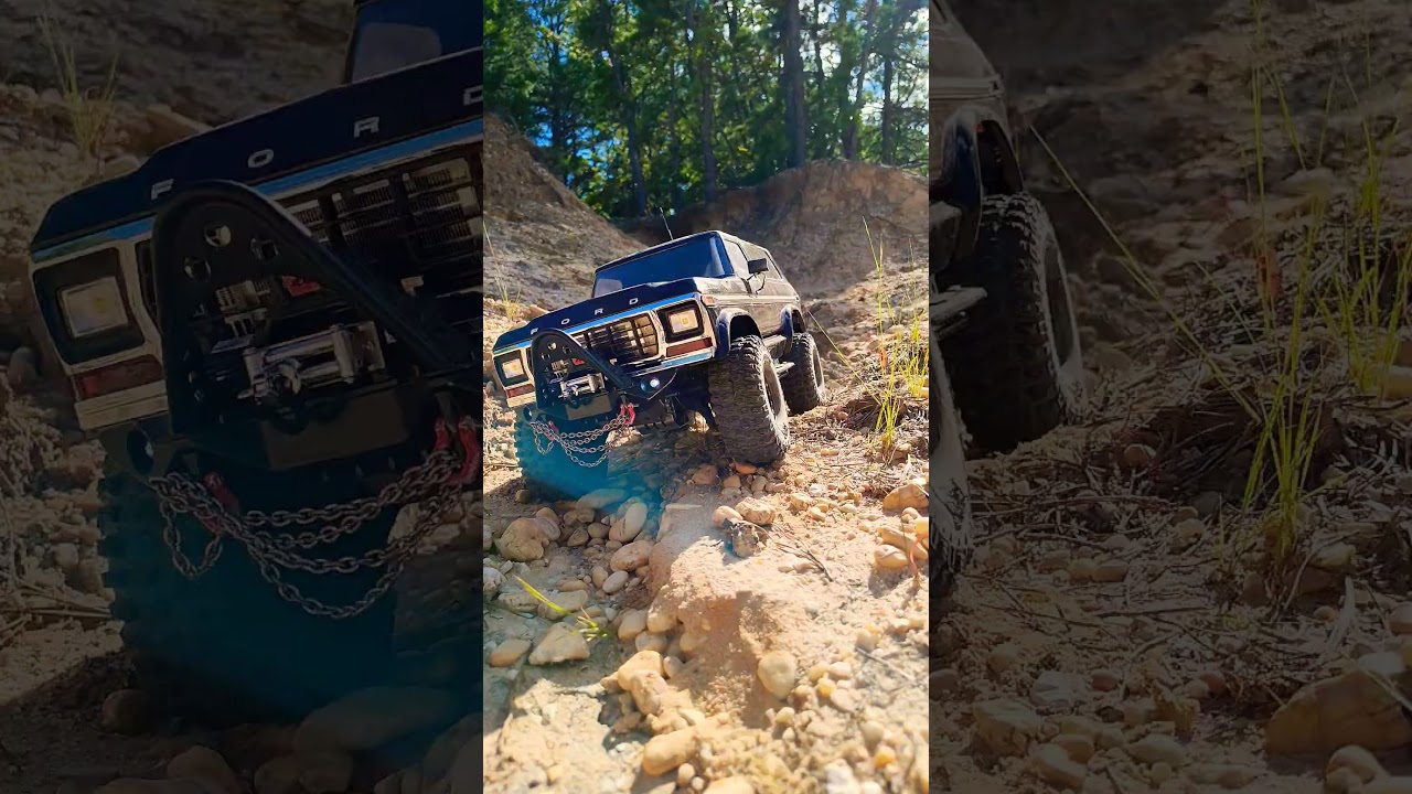 realistic rc crawling through the rocks 