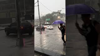 Lightning Strikes During a Video Recording as It Rains Heavily