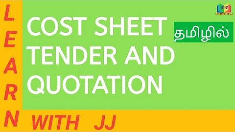 Cost sheet Tender and Quotation in Tamil