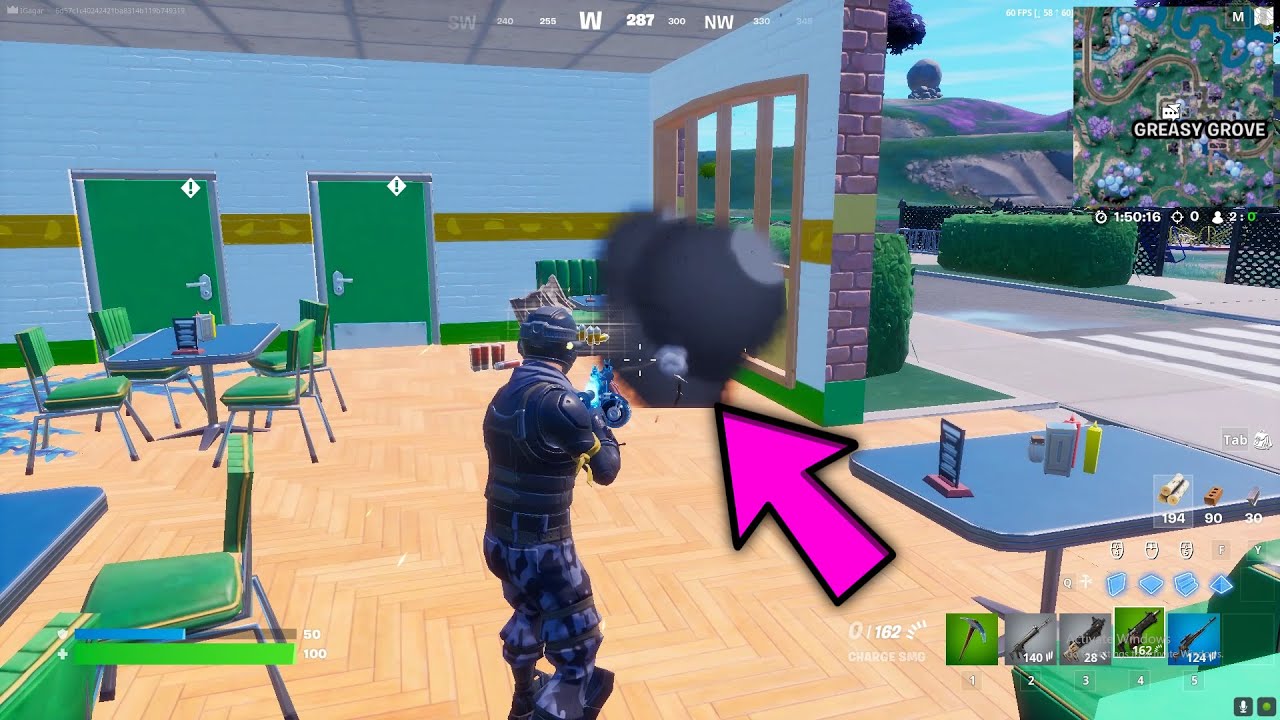 Fortnite - Damage 10 different objects with one spray of the Charge SMG