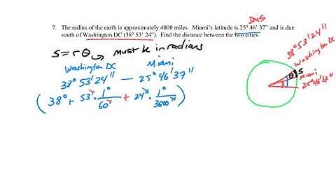 Practice 6.1 #7 - Distance between two cities using arclength