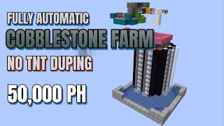 Automatic COBBLESTONE FARM TUTORIAL - 50,000 per hour - NO TNT DUPING | Minecraft