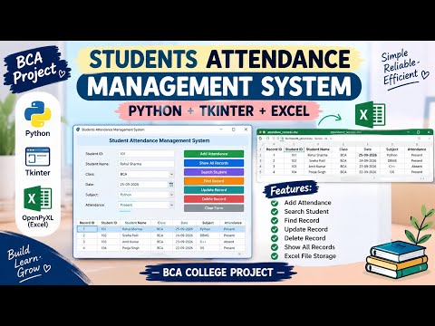 Students Attendance Management System | Python Tkinter + Excel | BCA Project