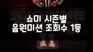 쇼미 시즌별 음원미션 조회수 1등 모음집