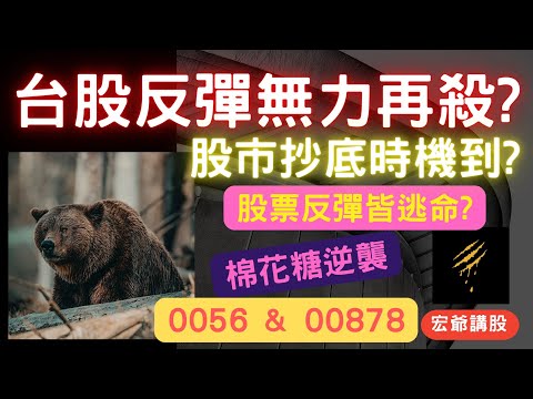 台股反彈無力再殺? 00878,0056,高股息ETF, 聯電, 電子股反彈? 航空股,華航,長榮航,盤勢分享,匯率,股票抄底時機,棉花糖的逆襲, 05/03【宏爺講股】