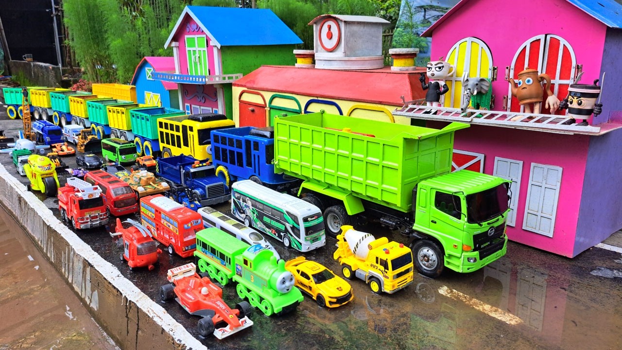 Rc Dump Truk Tronton Hino Muat Mobil Mobilan Balap, Truk Molen, Anomali, Excavator