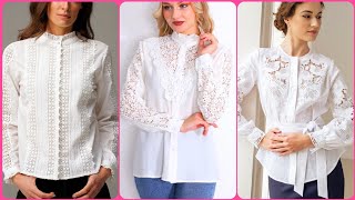 Gorgeous Neck and Beautiful Blouses With Women's Whate and Embodry Collection