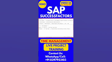 SAP SuccessFactors Time Management Training Online Class 55 5th Sept 2025 #sapsuccessfactorstraining