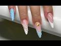 French Seashell 3d Lines Pearl Charm Acrylic Nails