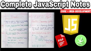 Complete Javascript Language Handwritten Notes PDF