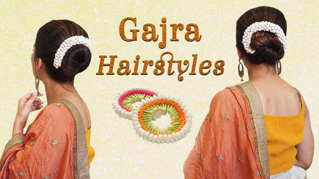 3 easy traditional hair bun with gajra for pooja, ceremony, festivals/ bun  hairstyle with gajra - YouTube