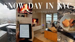 VLOG: snow day in my life in NYC! cozy apt day, cooking, skincare + reading