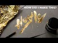 Gold lettering process with gold foil  craft gilding glue