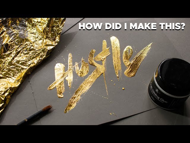 Gold Lettering Process with Gold Foil & Craft Gilding Glue 