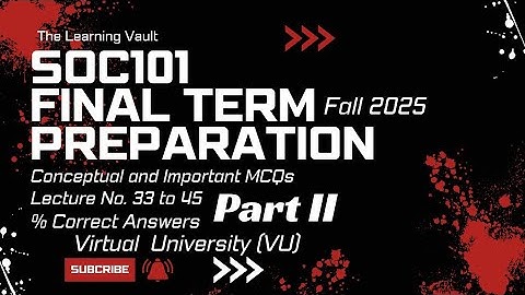 Soc101 l Final term preparation fall 2025 l VU l part II lec 33 to 45 l by The Learning Vault l IQRA