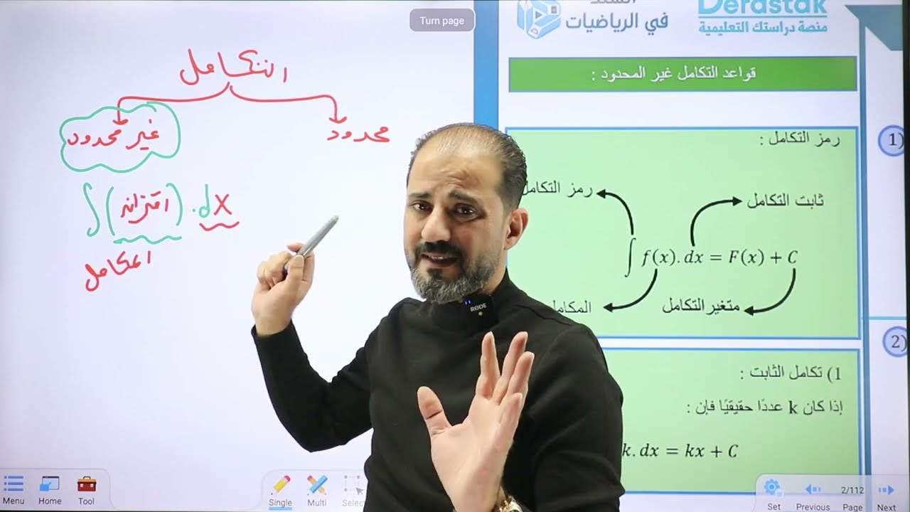 الفصل الثاني : الدرس الاول التكامل غير المحدود ج 1 