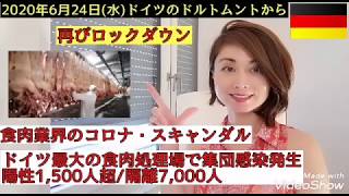 2020年6月24日(水)ドイツのドルトムントから 食肉業界のコロナ・スキャンダル ドイツ最大の食肉処理場で集団感染発生 1,500人陽性判明/7,000人隔離