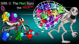 Among Us chases The Man from the window and catches Sprunki and runs away | ANIMATION