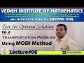 Test for Optimal Solution to a Transportation Problem Using MODI Method