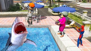 Scary Teacher 3d - Spideman vs Miss'T - Nick in Shark Danger  - Game Animation