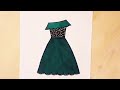 رسم فستان كيوت_تصميم فستان سهل_رسم كيوت/رسم سهل /how to draw a beautiful dress easy