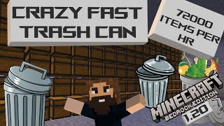Fastest Trash Can 72k items hr - Minecraft Bedrock 1.20 Tutorial (Mobile Switch Xbox PlayStation PC)