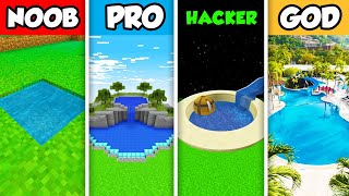 Minecraft NOOB vs. PRO vs. HACKER vs GOD : LUXURY SWIMMING POOL BUILD CHALLENGE in Minecraft!