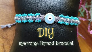 Macrame bracelet with beads | Macrame friendship band | Make beaded bracelet at home