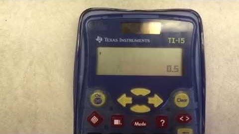 Converting fractions to decimals using the TI-15 calculator.