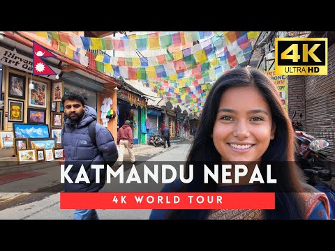 Nepal walking tour - 3 hours Katmandu downtown walk 4k 60fps