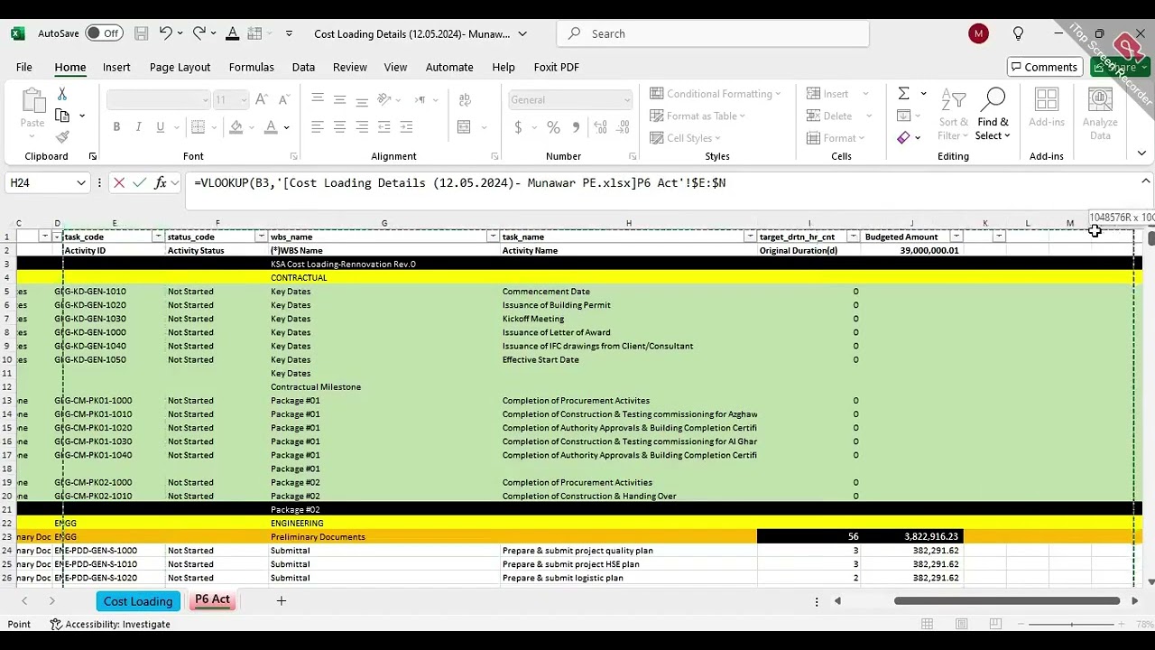 How to import from Excel to Primavera P6| Cost loading| Resources loading to Primavera P6 