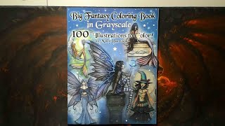 Molly Harrison Big Fantasy Coloring Book in 100 Grayscale, flip through 6-2-20