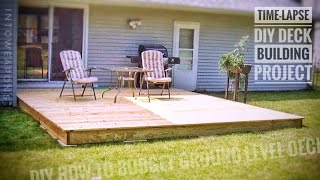 Easy to Follow Time-Lapse on How-To Build a Ground Level Deck on a budget. This is an easy DIY deck, also known as a Floating 