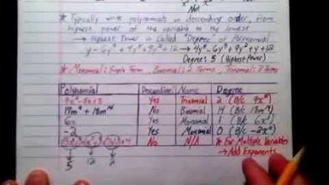 Sect 5.2 Addition/Subtraction of Polynomials