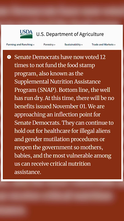 USDA warns no SNAP benefits Nov. 1 as shutdown drags on